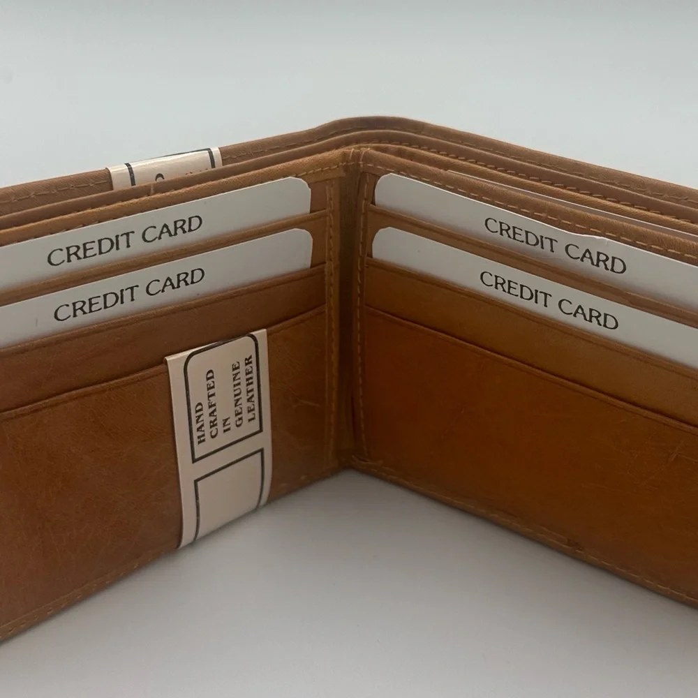 Bi-Fold Wallet BUNDLE Hand Crafted Genuine Leather (7) Pieces as pictured NEW!!